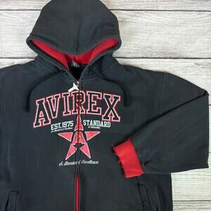 Vintage Y2k Avirex Distressed Zip Up Hoodie Jacket